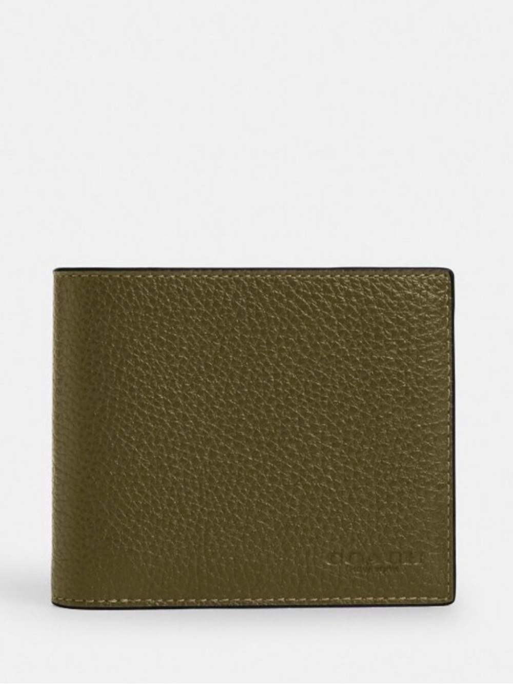 NWT COACH 3-in-1 Wallet Refined Pebble Leather Olive Silver
